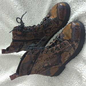 Women's snake skin combat boots